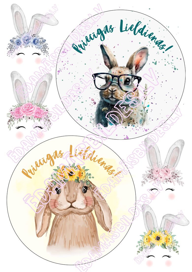 Cukura papīrs ar apdruku "Lieldienu kūka Nr. 3 "